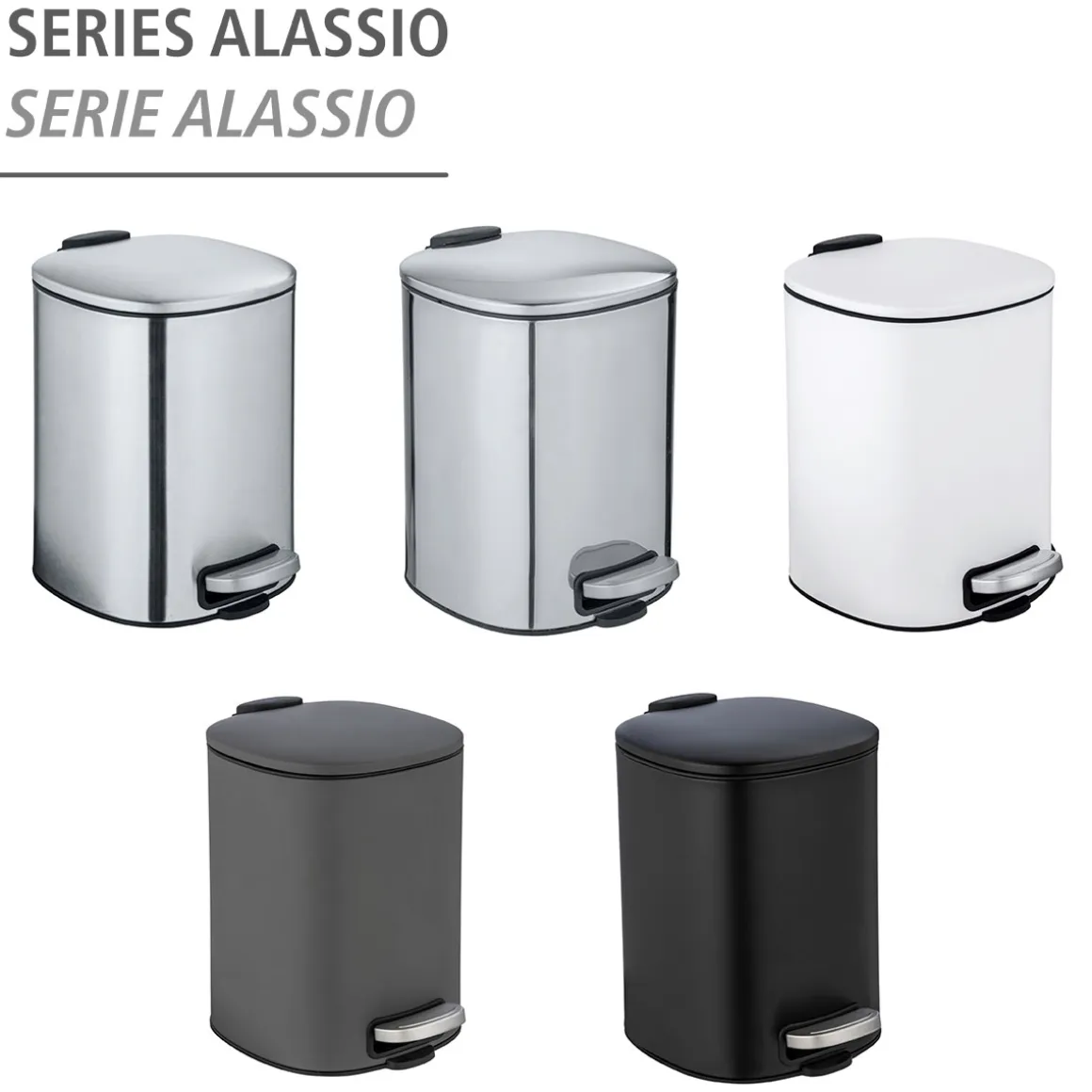 Wenko Treteimer Alassio Schwarz 5 L Easy-Close Absenkautomtik