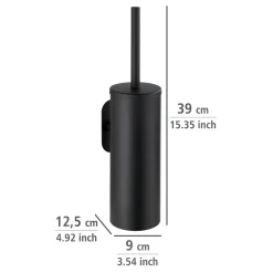 Wenko Turbo-Loc Edelstahl WC-Garnitur Orea Black Matt geschlossen WC-Bürstenhalter Befestigen ohne bohren