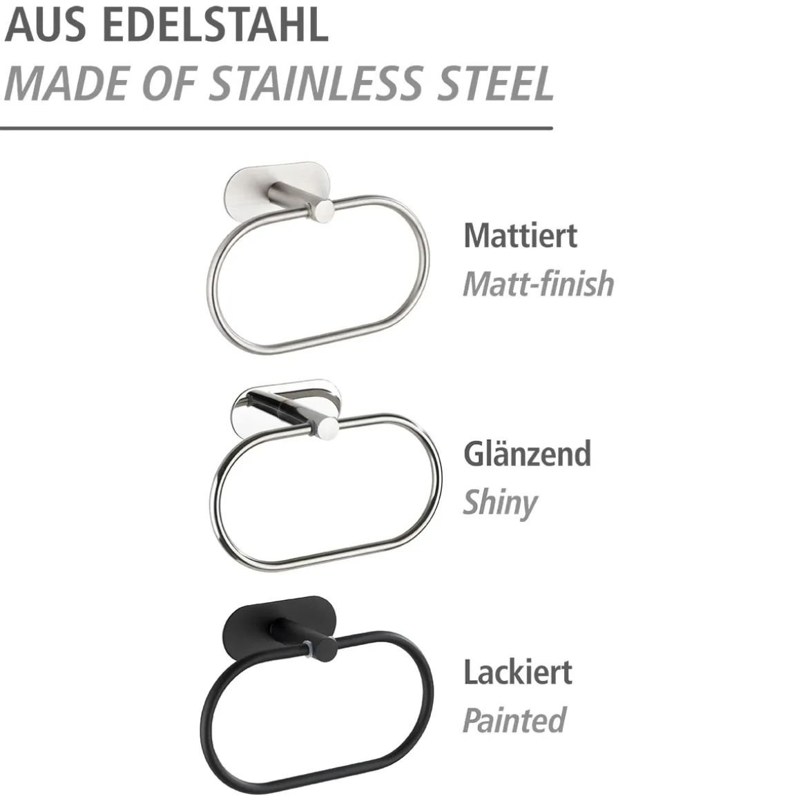Wenko Turbo-Loc Edelstahl Handtuchring Orea Black Matt Handtuchhalter Befestigen ohne bohren