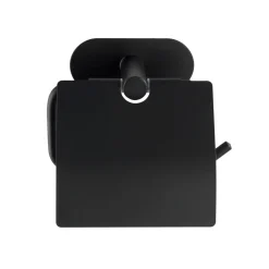 Wenko Turbo-Loc Edelstahl Toilettenpapierhalter mit Deckel Orea Black Matt WC-Rollenhalter Befestigen ohne bohren