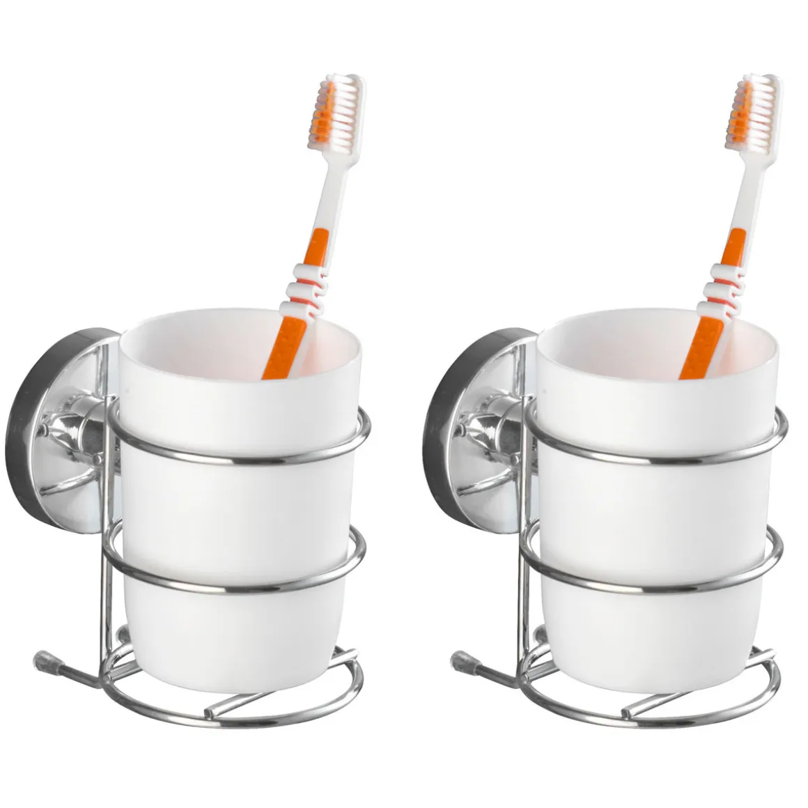 Wenko Vacuum-Loc Wand Zahnputzbecher Milazzo 2er Set Befestigung ohne bohren