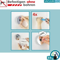 Wenko VacuumLoc WC-Set Quadro 2-teilig Edelstahl WC-Garnitur und Toilettenpapierhalter rostfrei