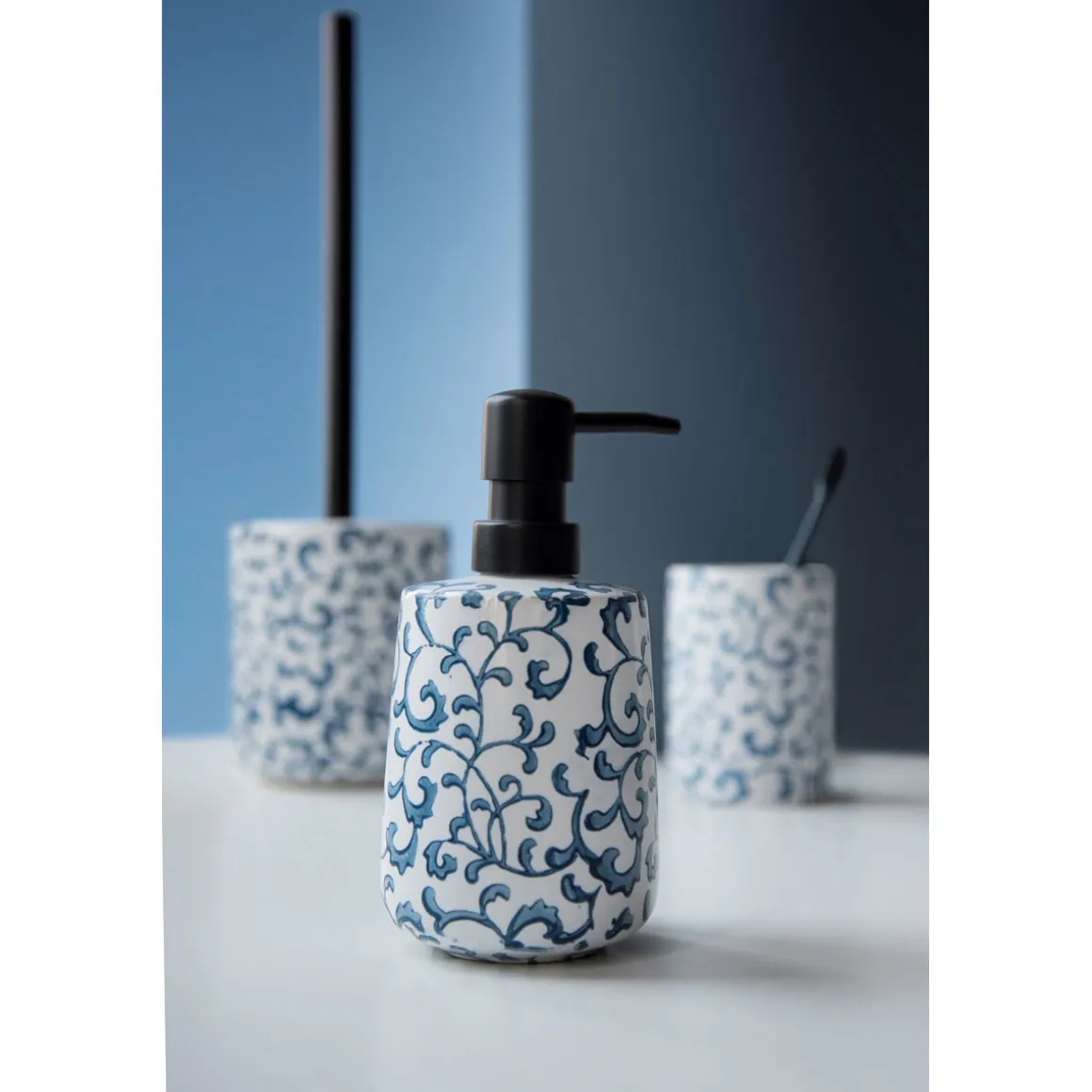 Wenko WC-Garnitur Mirabello Keramik WC-Bürstenhalter handbemalt