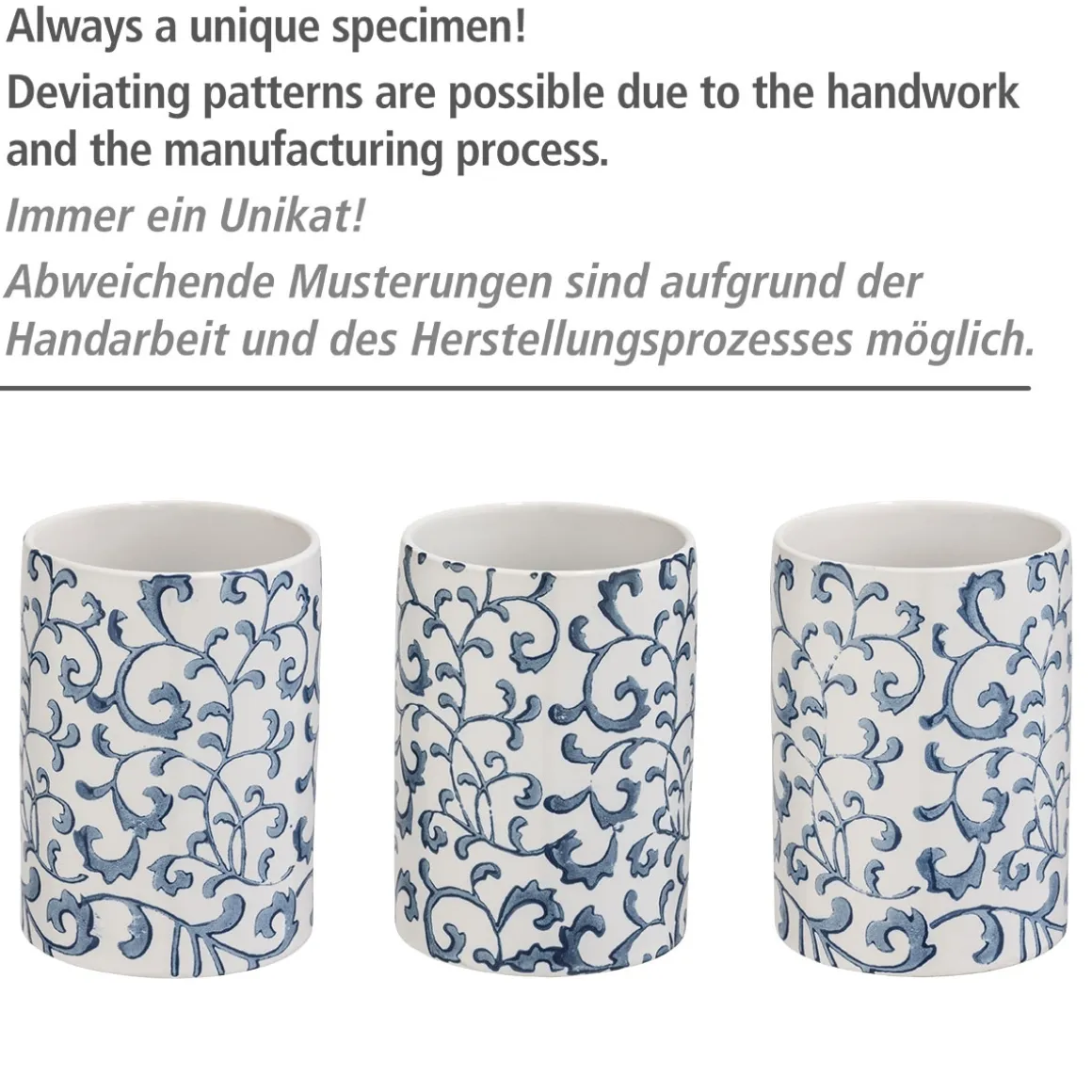 Wenko WC-Garnitur Mirabello Keramik WC-Bürstenhalter handbemalt