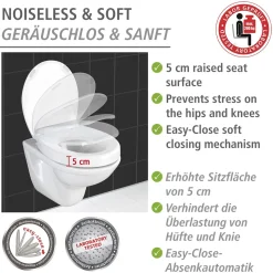 Wenko WC-Sitz Secura Comfort aus antibakteriellem Duroplast mit Sitzflächenerhöhung