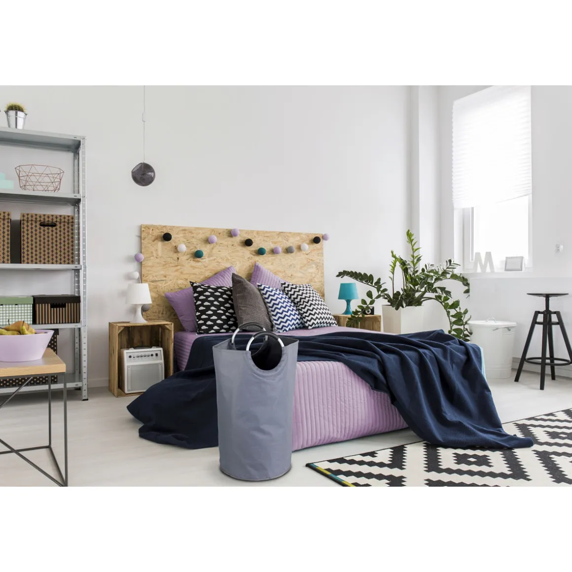 Wenko Wäschesammler Jumbo Anthrazit Multifunktionstasche 69 l