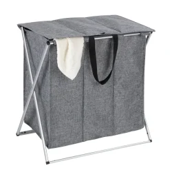Wenko Wäschesammler Trio Top Grau meliert Wäschekorb 118 l