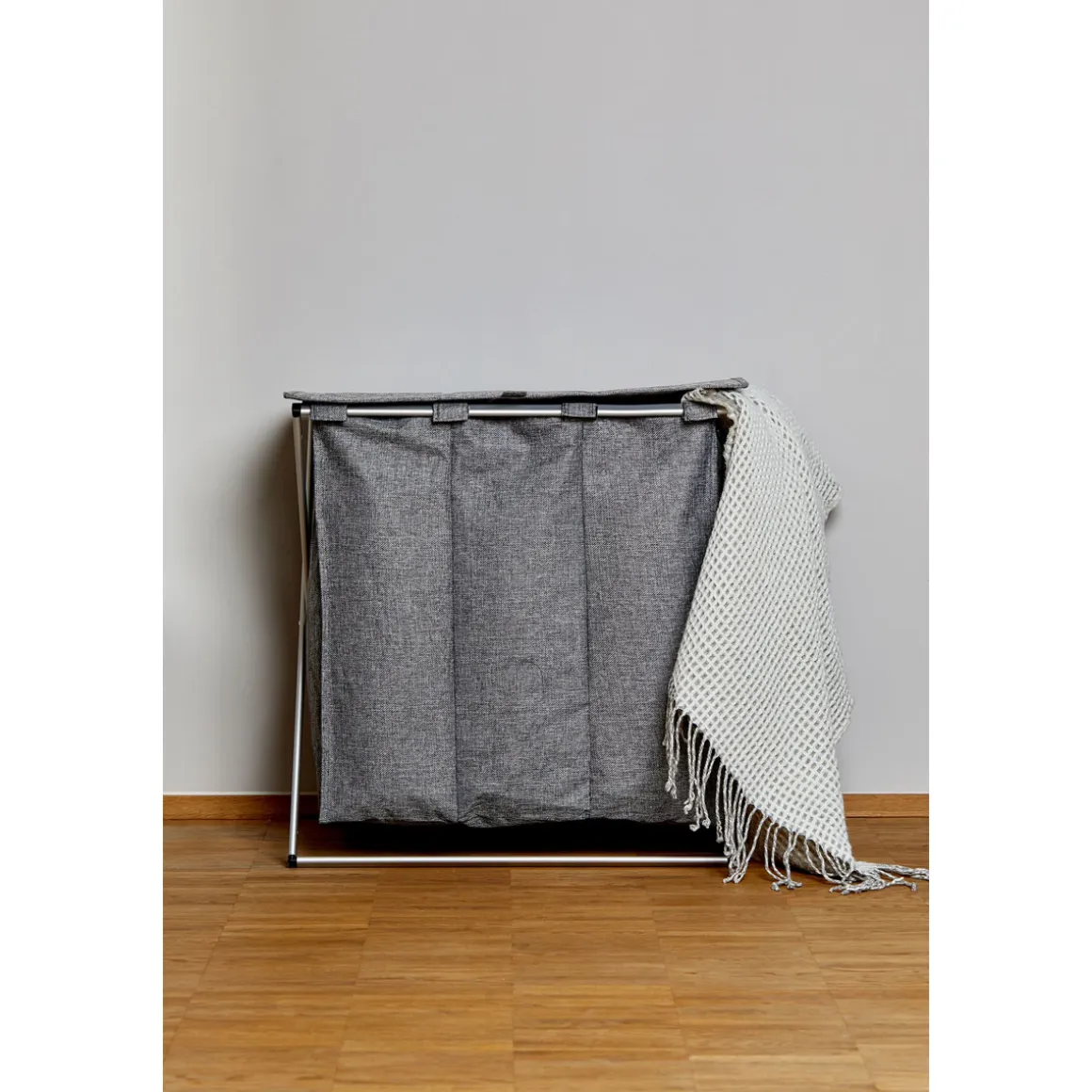 Wenko Wäschesammler Trio Top Grau meliert Wäschekorb 118 l