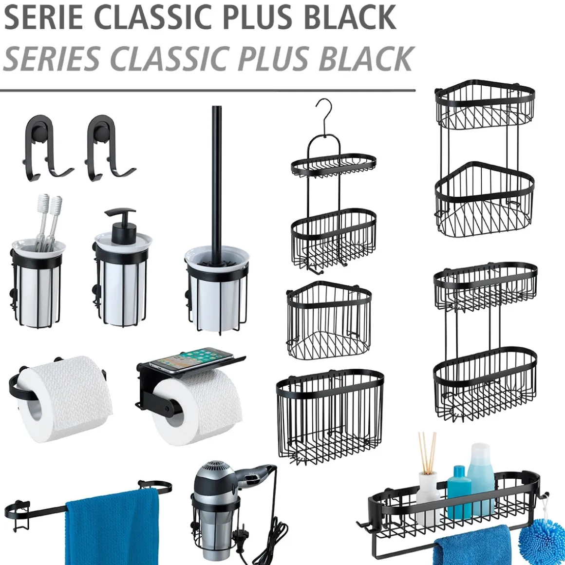 Wenko Haartrocknerhalter Classic Plus Black