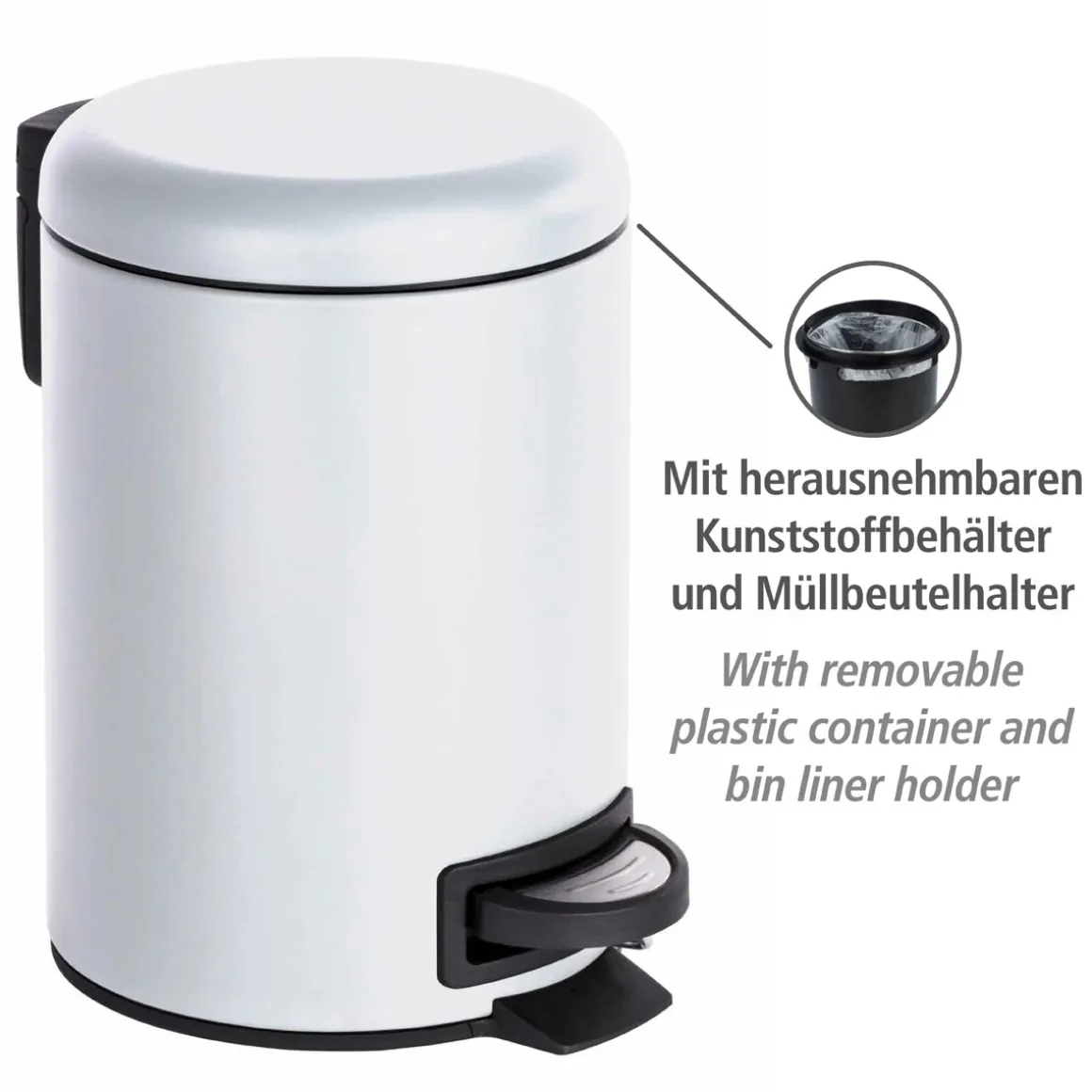 Wenko Kosmetik Treteimer Leman weiß 3 L