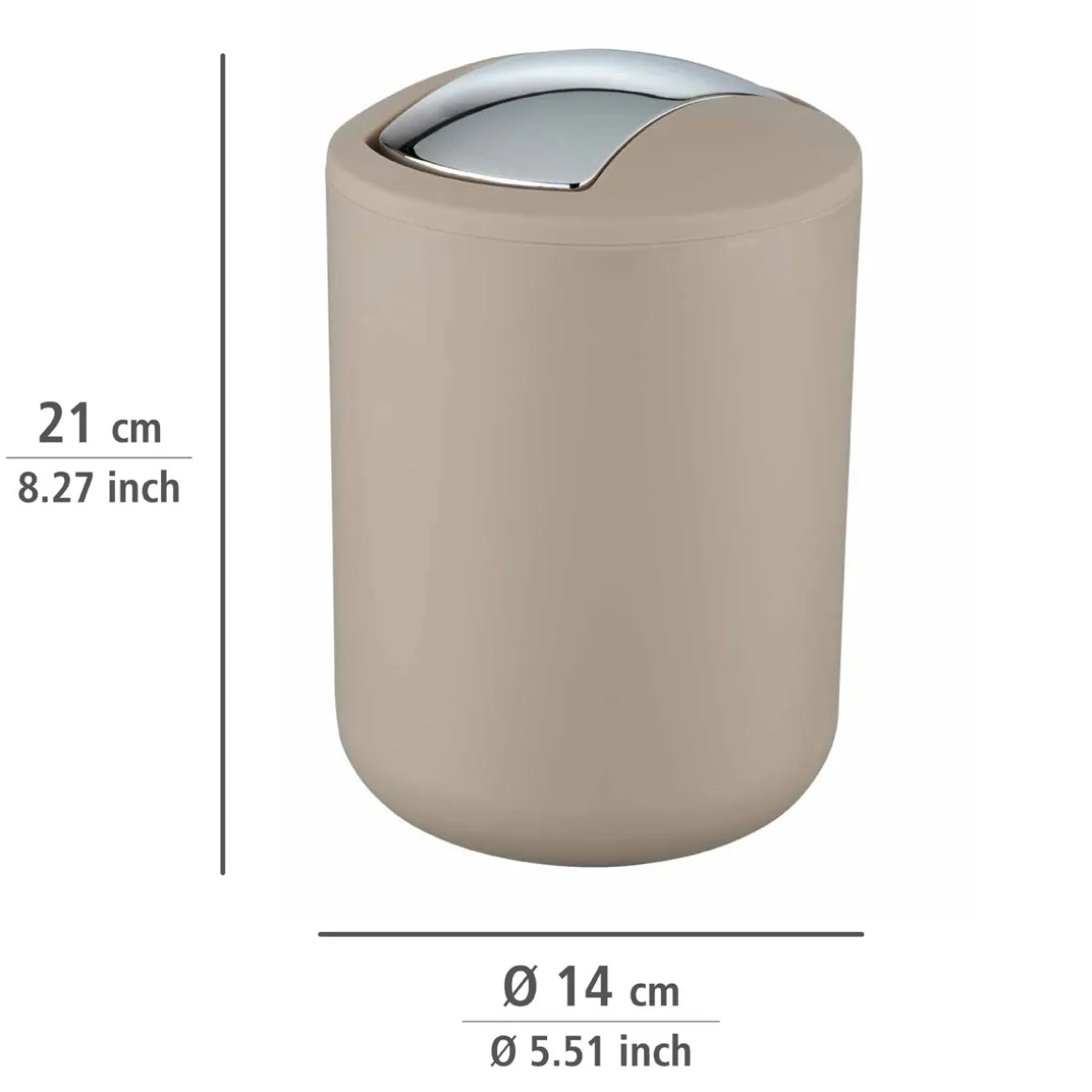 Wenko Schwingdeckeleimer Brasil S taupe 2 L