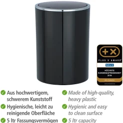 Wenko Schwingdeckeleimer Inca schwarz 5 L