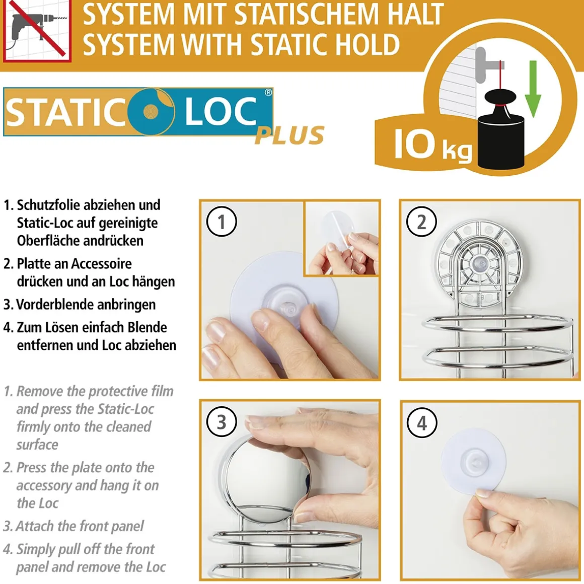 Wenko Toilettenpapierhalter Osimo Befestigen ohne bohren Static-Loc Plus