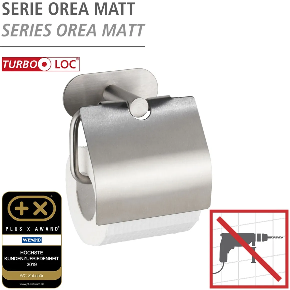 Wenko Turbo-Loc Toilettenpapierhalter Orea mit Deckel