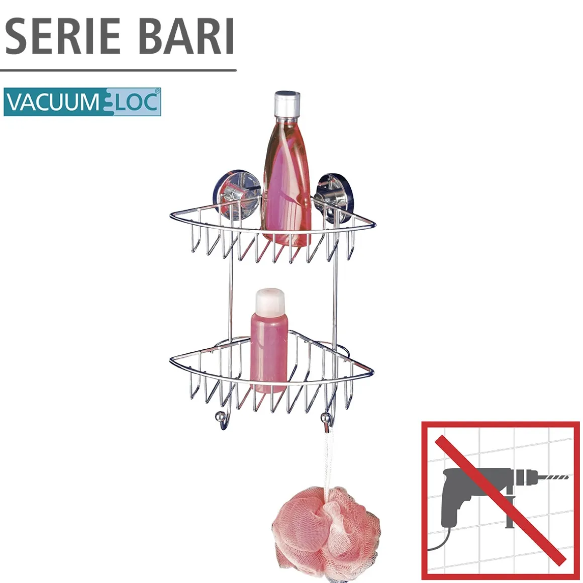 Wenko Vacuum-Loc Eckregal Bari 2 Etagen