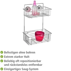 Wenko Vacuum-Loc Wandregal Bari 2 Etagen