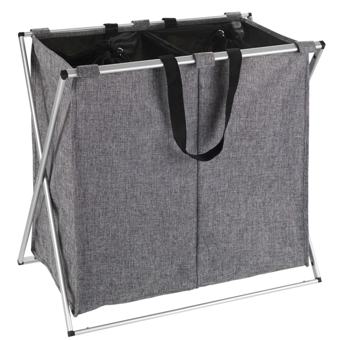 Wenko Wäschesammler Duo grau meliert 120 l