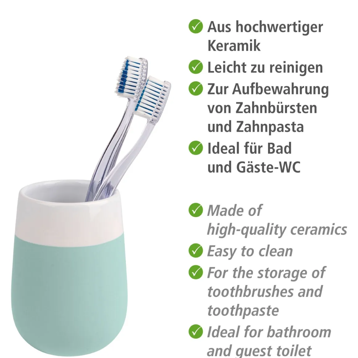 Wenko Zahnputzbecher Malta mint/weiß