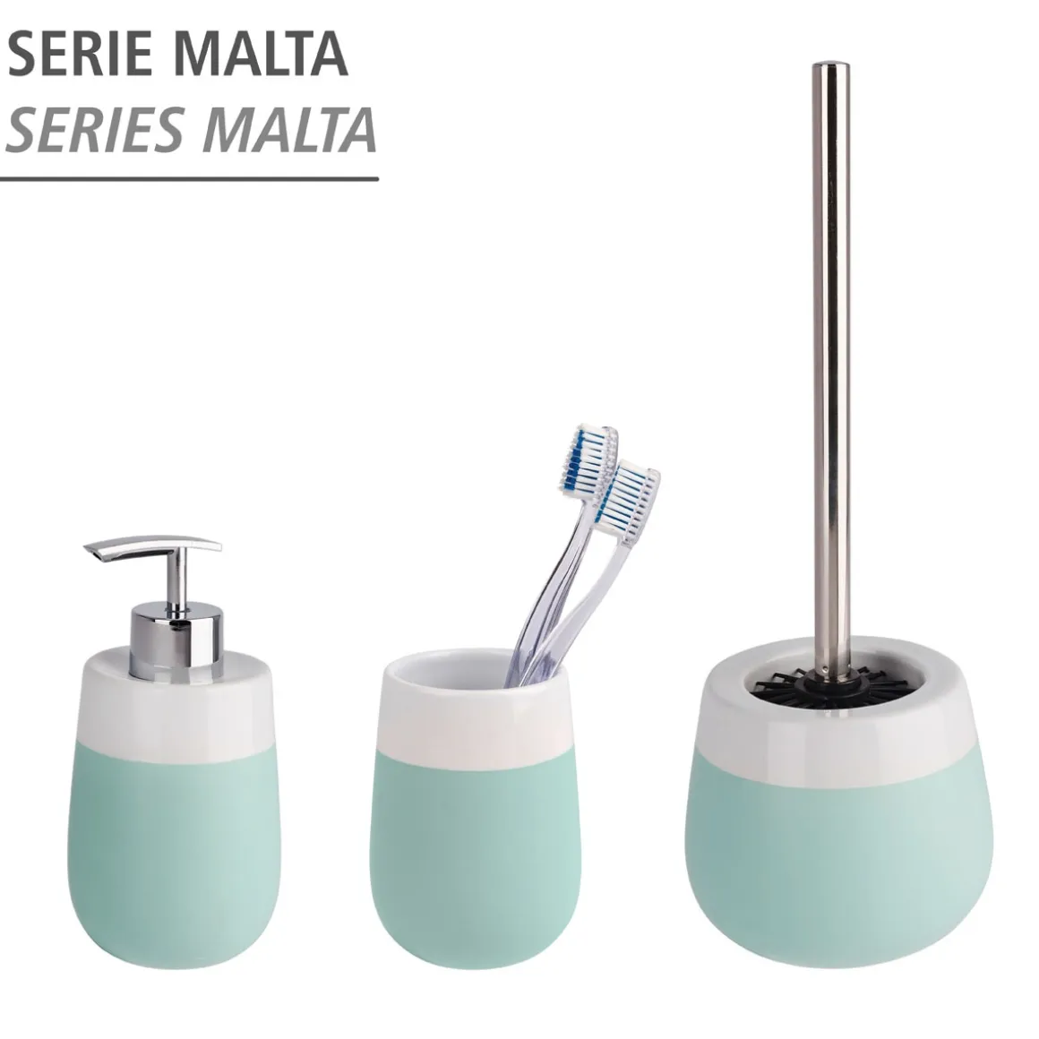 Wenko Zahnputzbecher Malta mint/weiß
