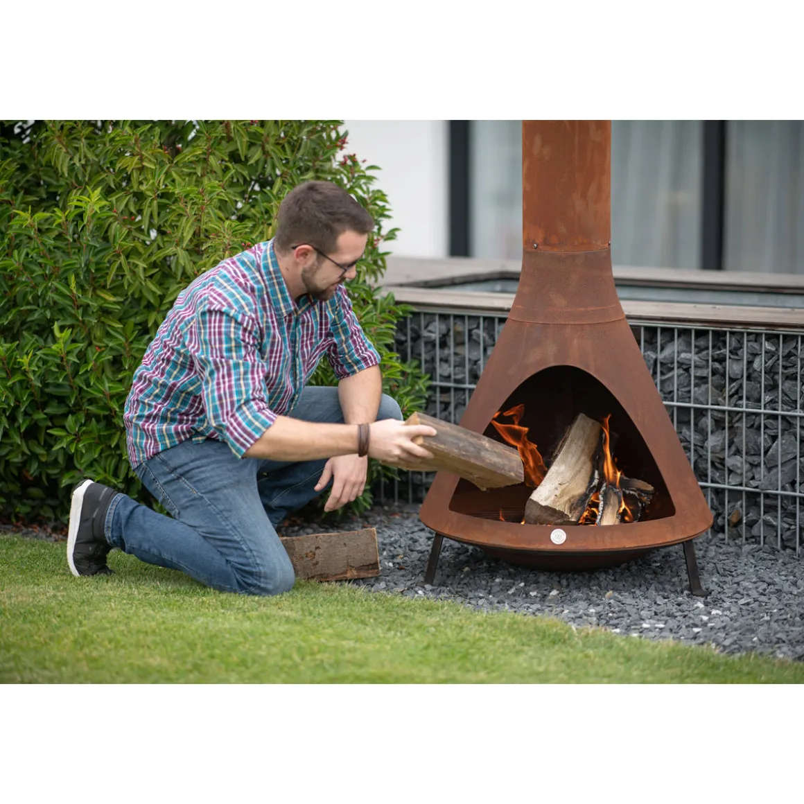 Westmann Terrassenofen Gartenkamin inkl. Rauchablass 70x70x160cm Rost