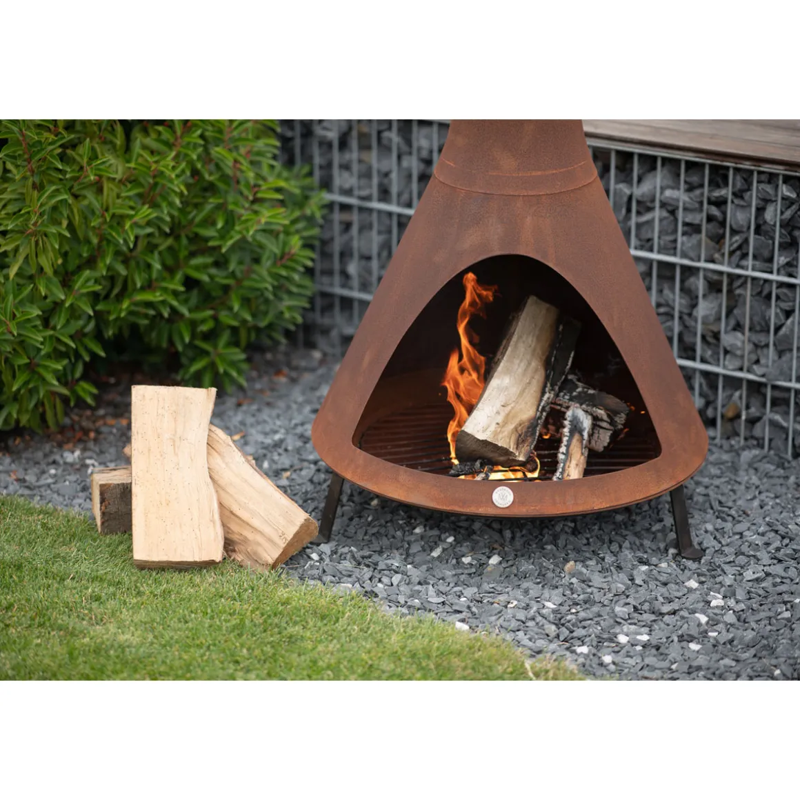 Westmann Terrassenofen Gartenkamin inkl. Rauchablass 70x70x160cm Rost