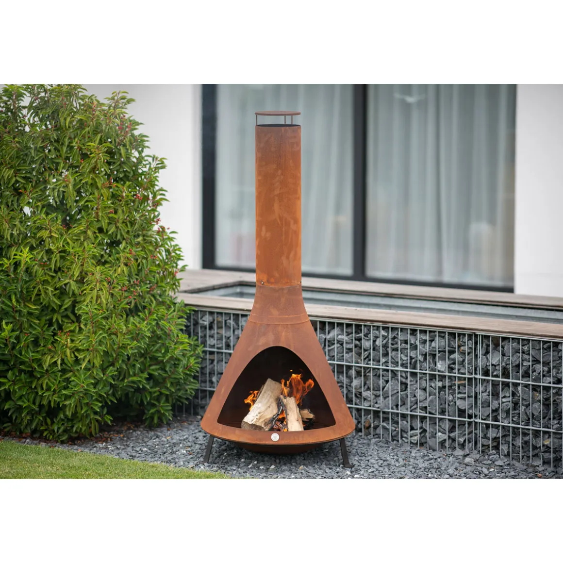 Westmann Terrassenofen Gartenkamin inkl. Rauchablass 70x70x160cm Rost