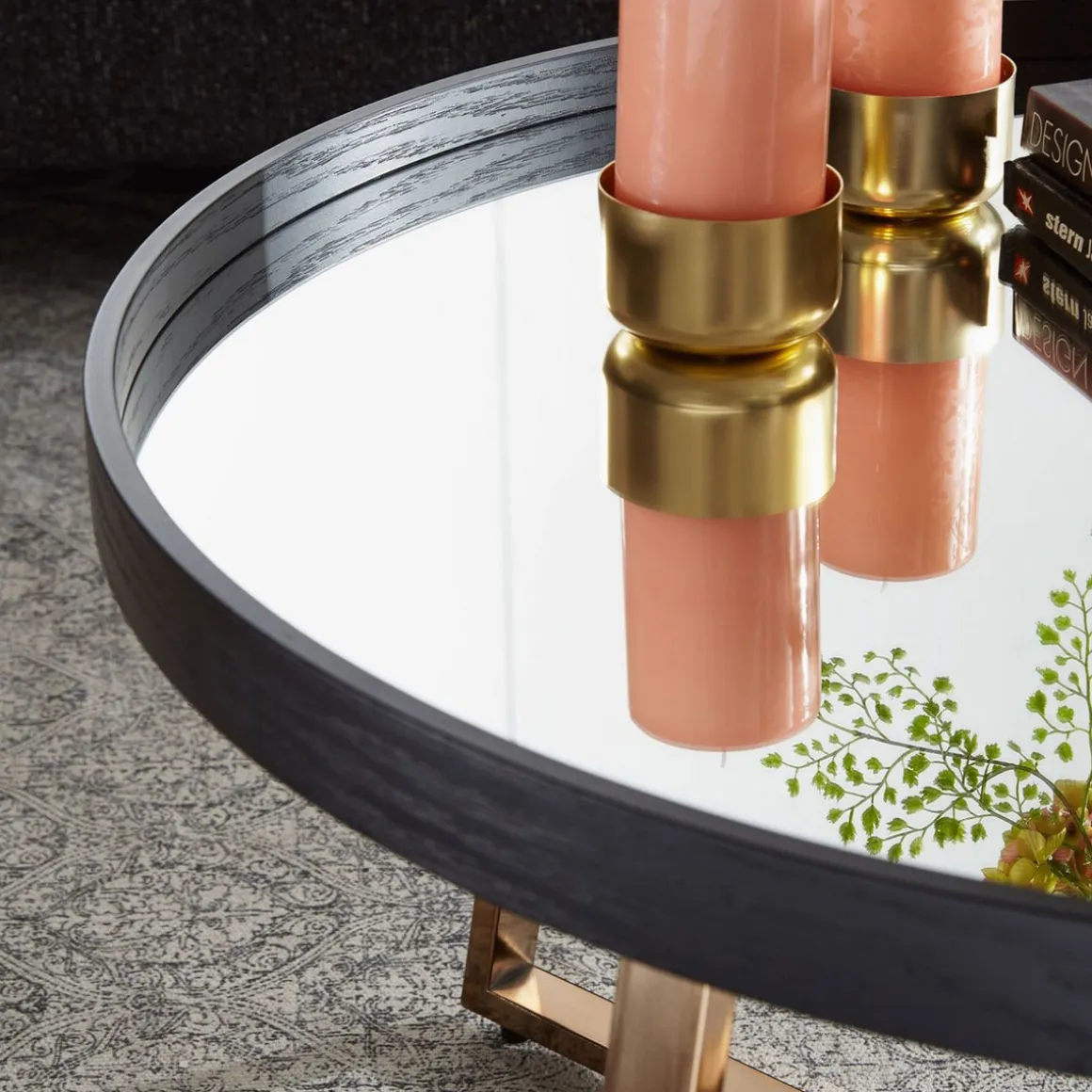 Wohnling Design Couchtisch, Rund, 78 cm, Dunkel-Gold